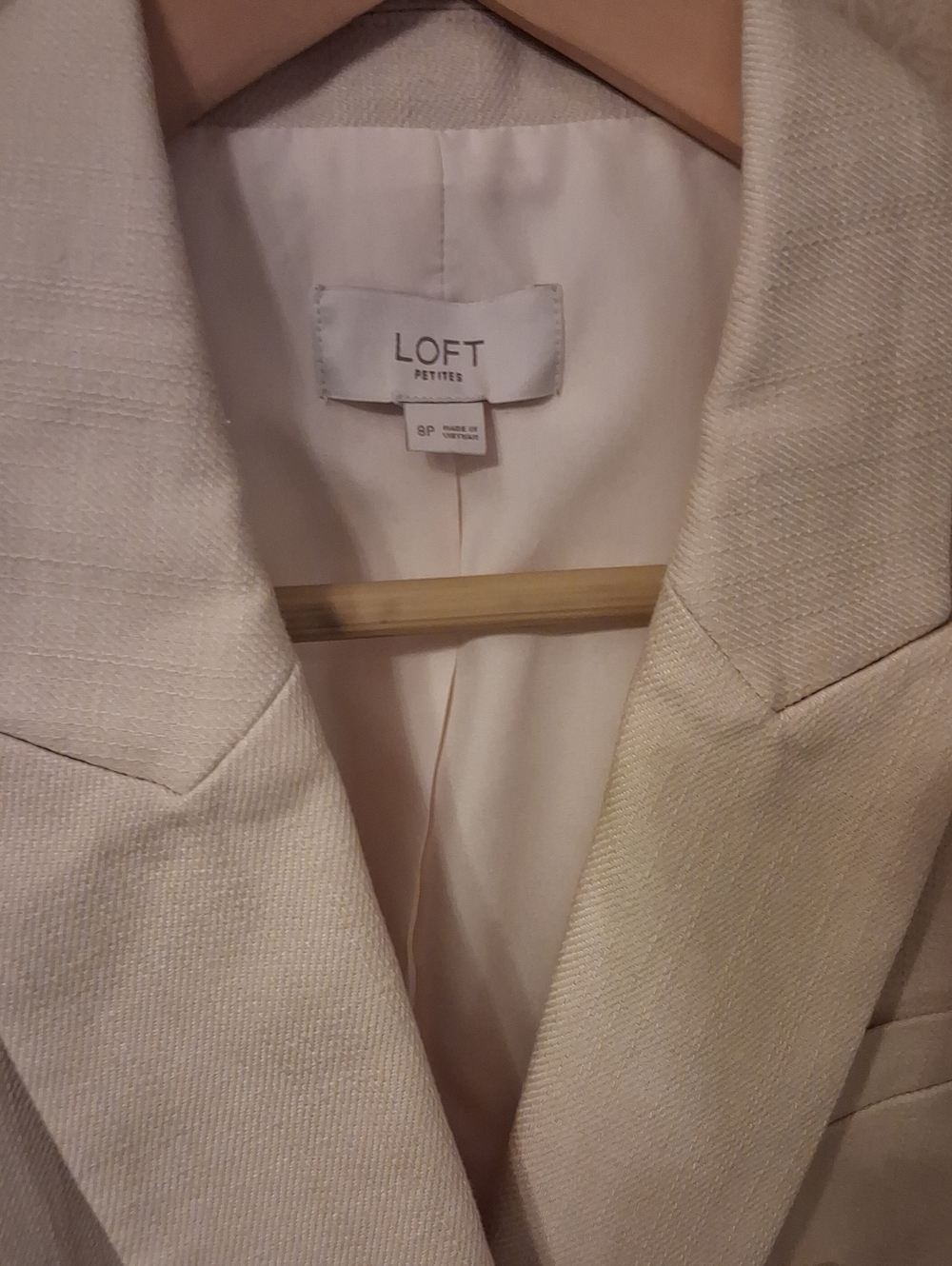 LOFT Petite Light Cream Textured Blazer